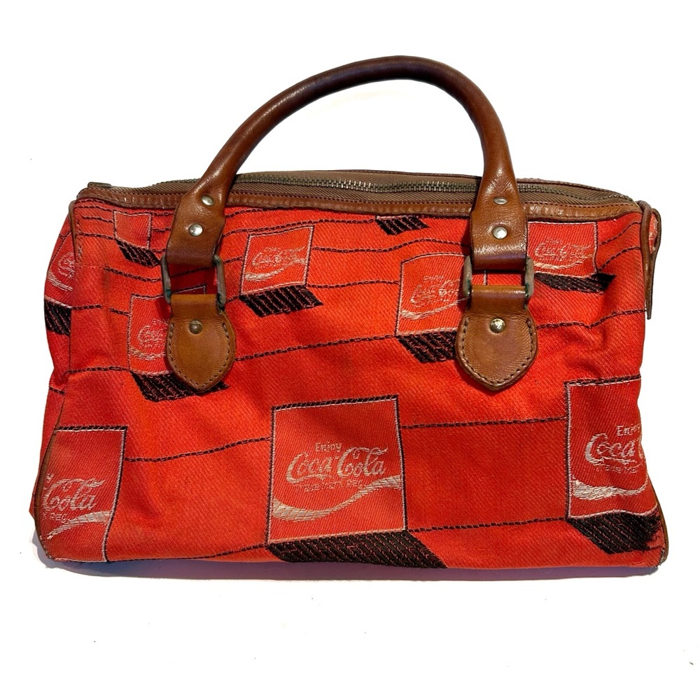 Vintage Rare Coca Cola Coke Red Canvas Tote Handbag